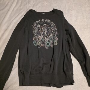 Mighty Fine Black Skeleton Graphic Top